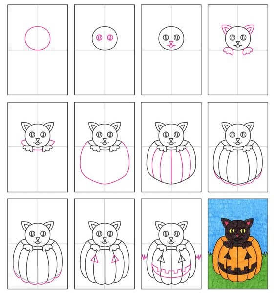 Desenhos de Imagem de gato de Halloween