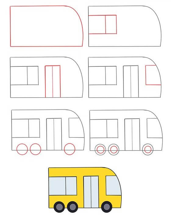 Desenhos de Ônibus fácil para crianças