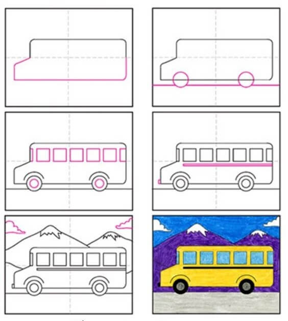 Desenhos de Ônibus na estrada