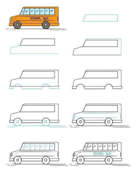 Desenhos de Ônibus vai para a escola