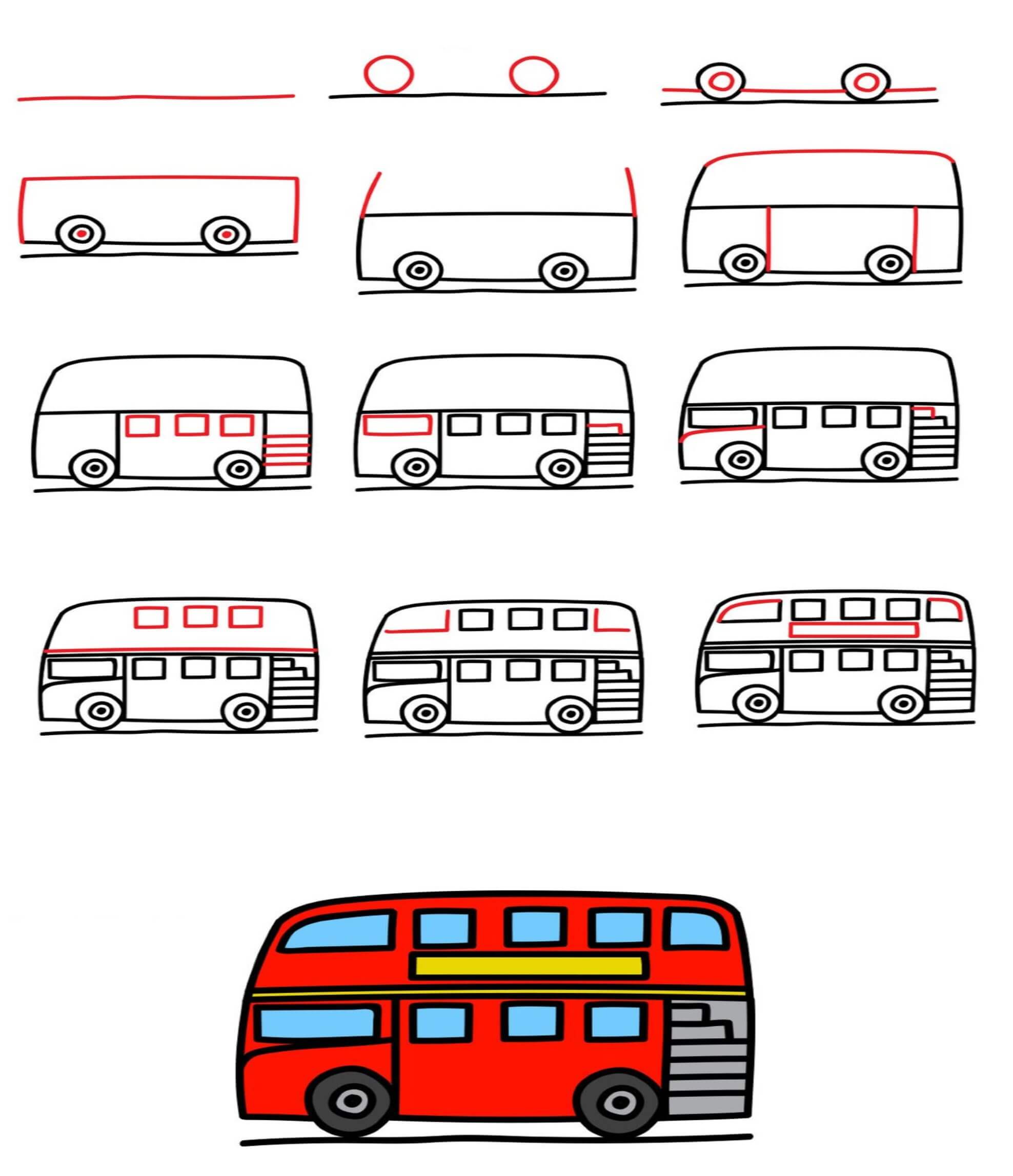 Desenhos de Ônibus Vermelho
