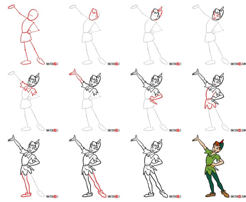 Desenhos de Peter Pan em pé