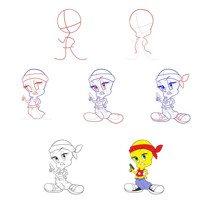 Desenhos de Piu-Piu segurando uma arma