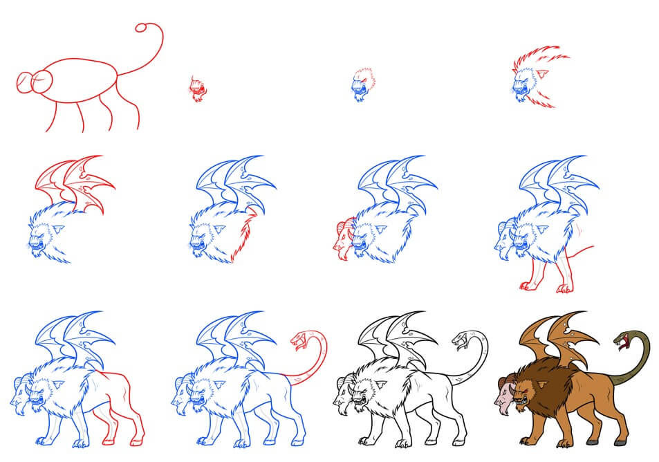 Desenhos de Quimera com asas