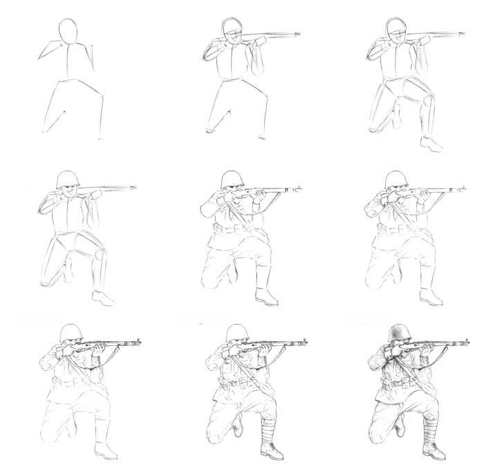 Desenhos de Soldado mirando