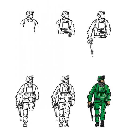 Desenhos de Soldado visto de frente