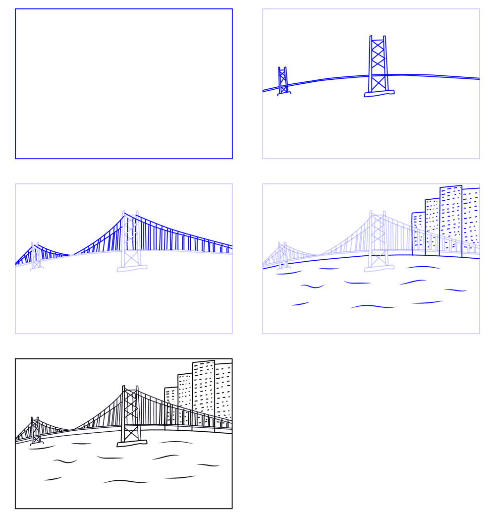 Desenhos de Uma ponte simples