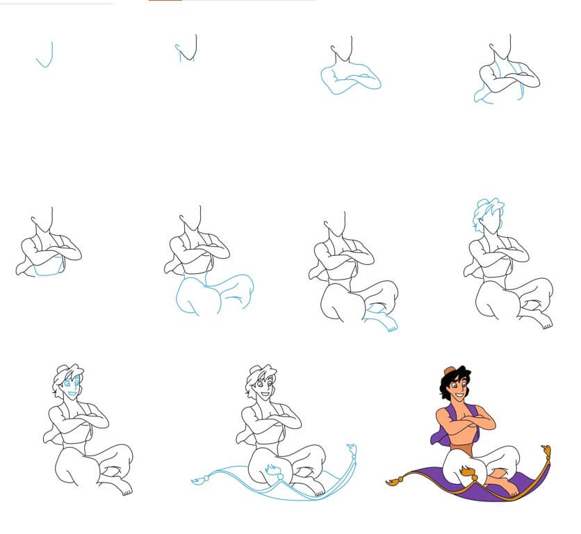 Desenhos de Aladdin voando
