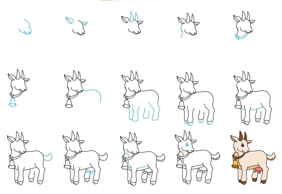 Desenhos de Cabra com sino