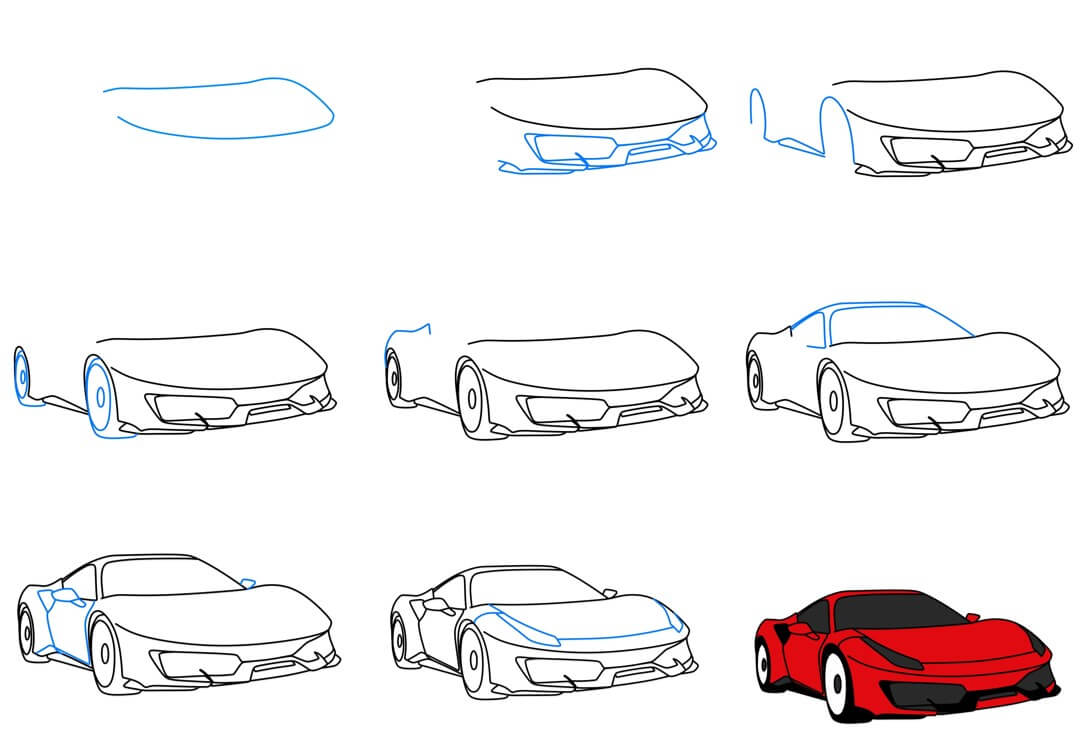 Desenhos de Carro Ferrari fácil