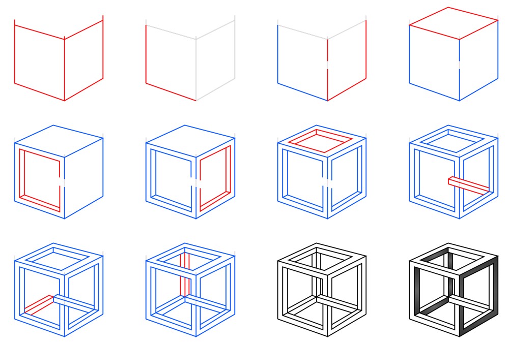Desenhos de Cubo Sequencial