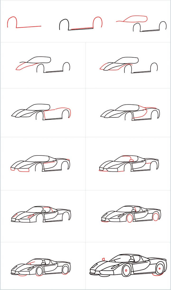 Desenhos de Detalhes do carro Ferrari