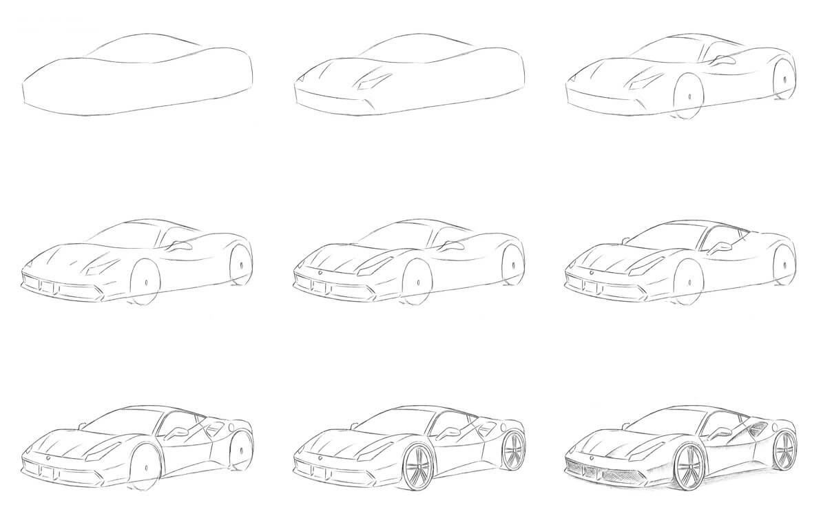 Desenhos de Esboço de carro Ferrari