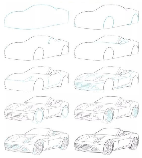Desenhos de Esboço do carro Ferrari