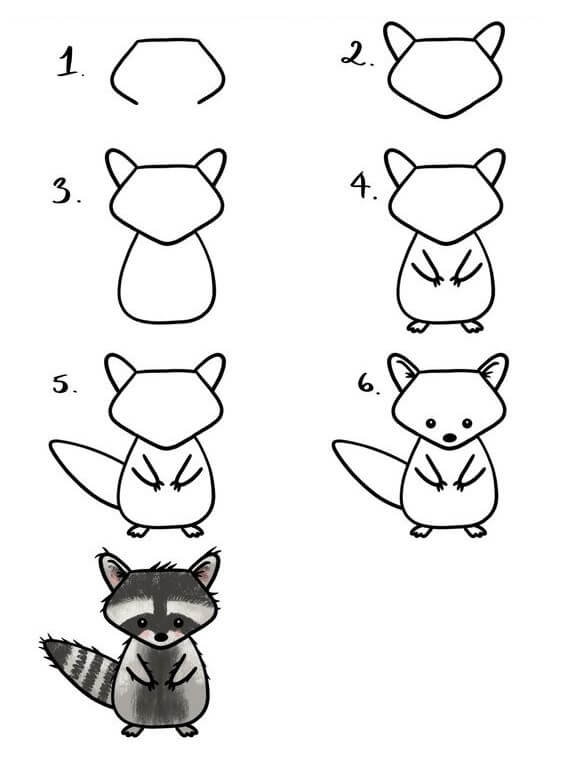 Desenhos de Guaxinim para crianças