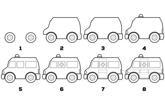 Desenhos de Imagem simples de ambulância