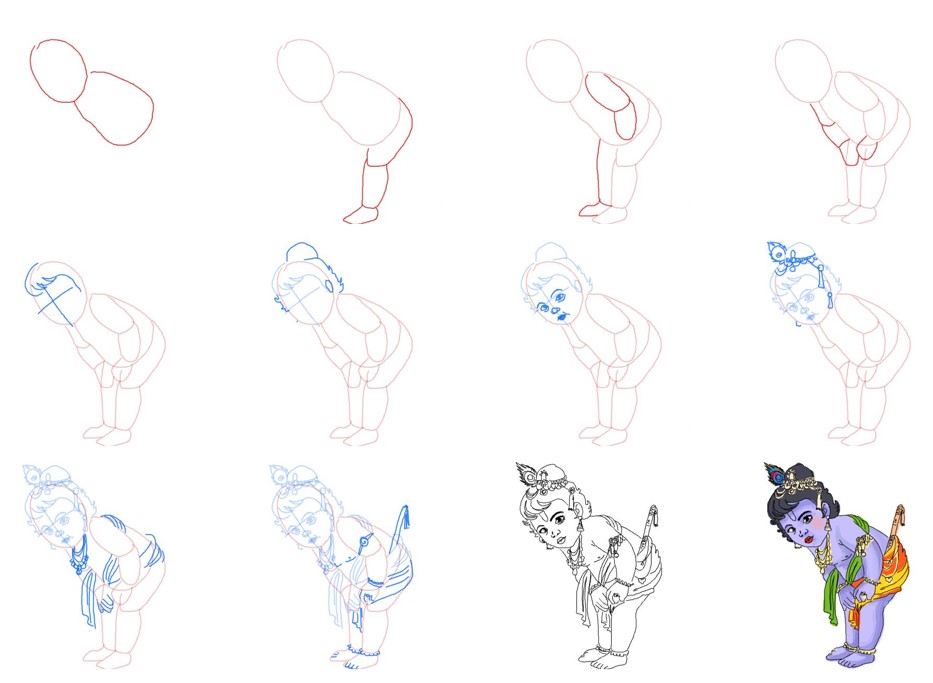 Desenhos de Krishna está se curvando