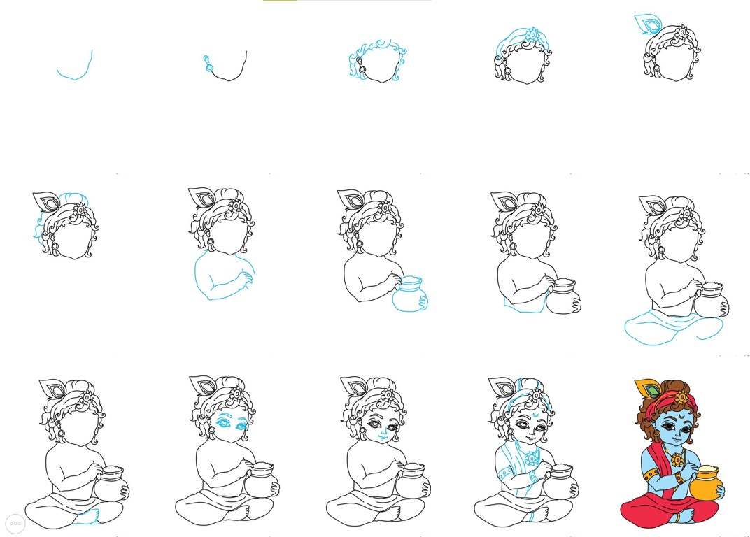 Desenhos de Krishna sentado