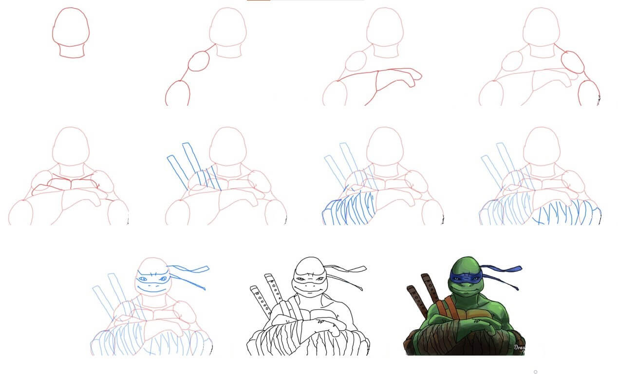 Desenhos de Retrato de uma tartaruga ninja