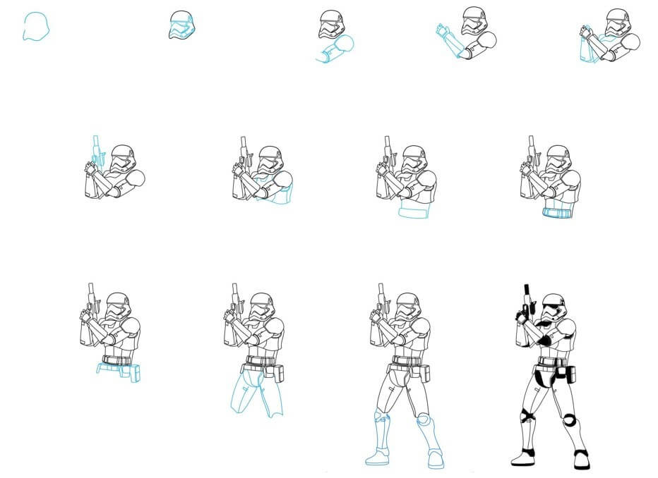Desenhos de Stormtrooper segurando uma arma