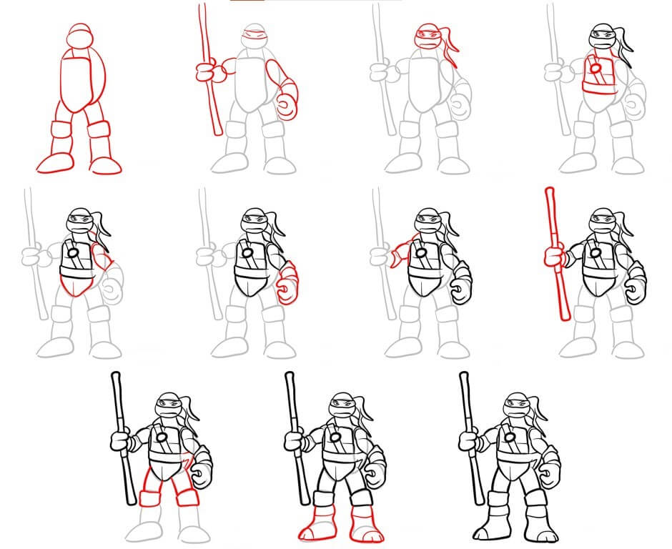 Desenhos de Tartaruga Ninja em pé