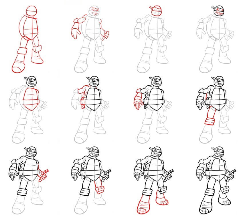 Desenhos de Tartaruga Ninja feliz