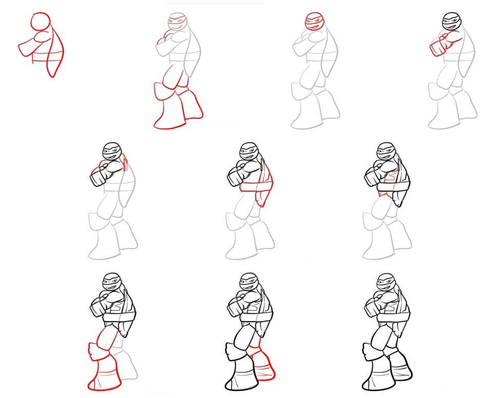 Desenhos de Tartaruga Ninja olha para trás