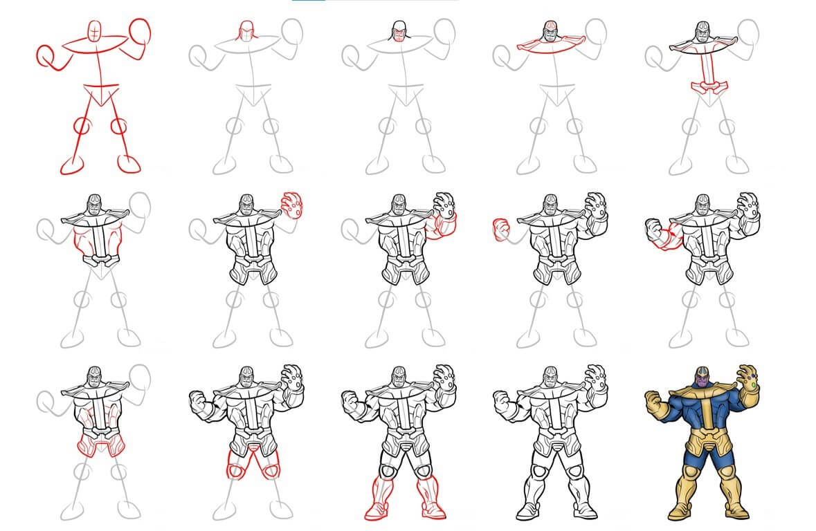 Desenhos de Thanos fica de pé