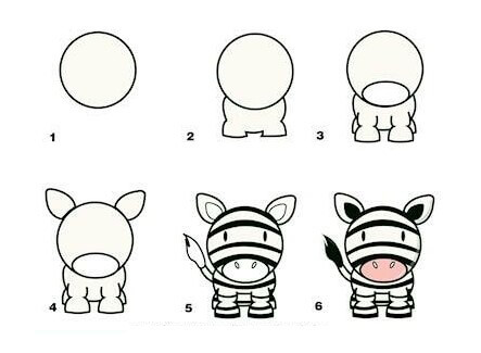 Desenhos de Vista frontal de uma zebra