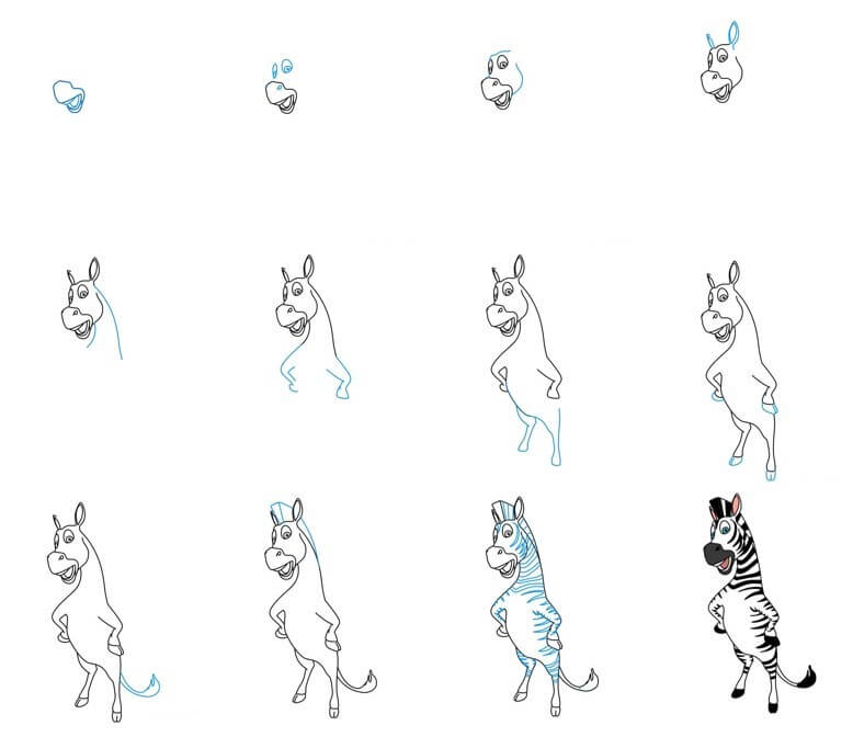 Desenhos de Zebra em pé