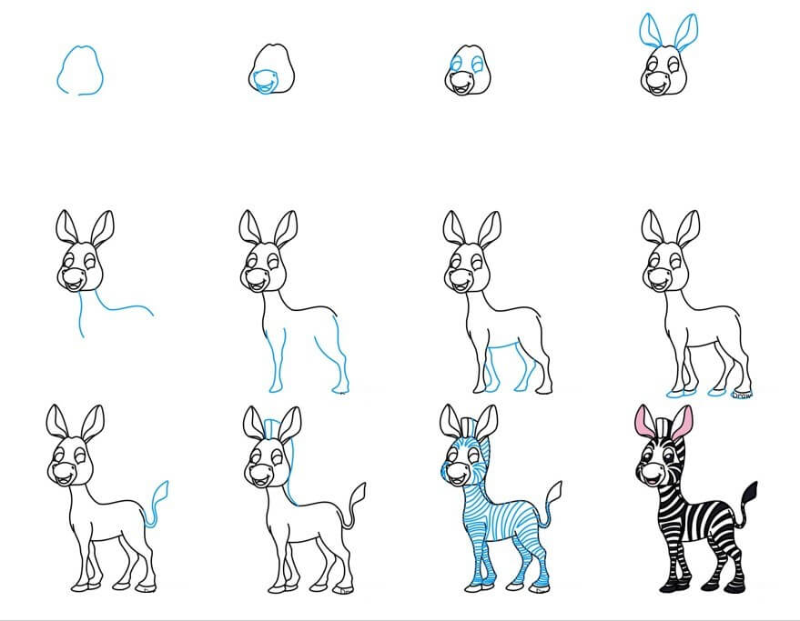 Desenhos de Zebra feliz