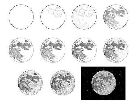 Desenhos de Detalhe da lua cheia