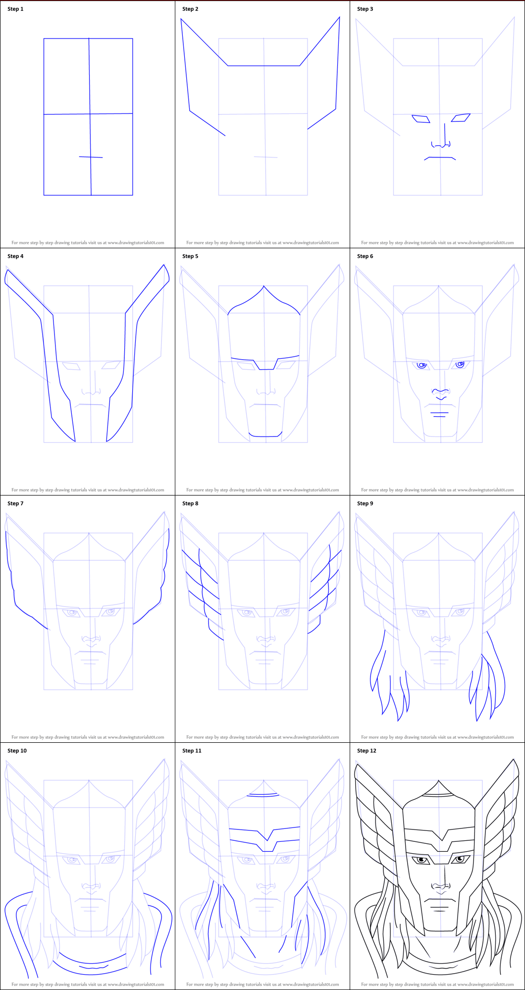 Desenhos de Detalhe do rosto de Thor
