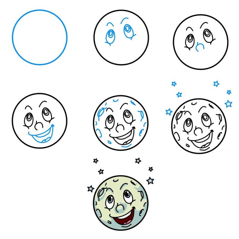 Desenhos de Lua cheia fofa