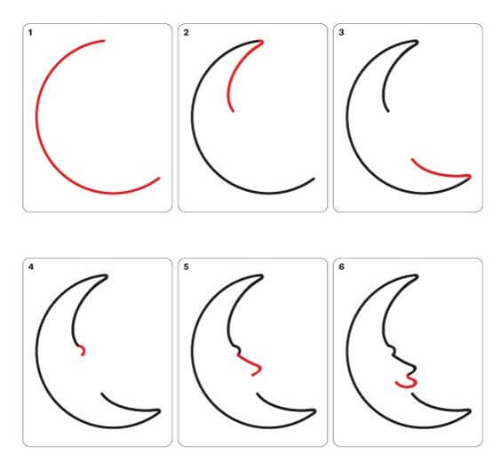 Desenhos de Lua crescente básica