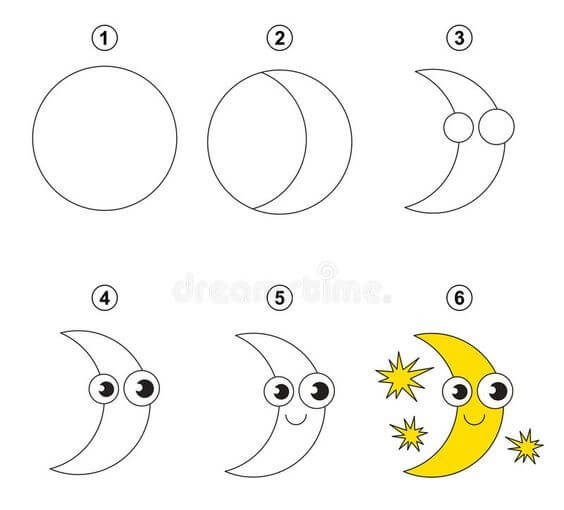 Desenhos de Lua crescente e estrela
