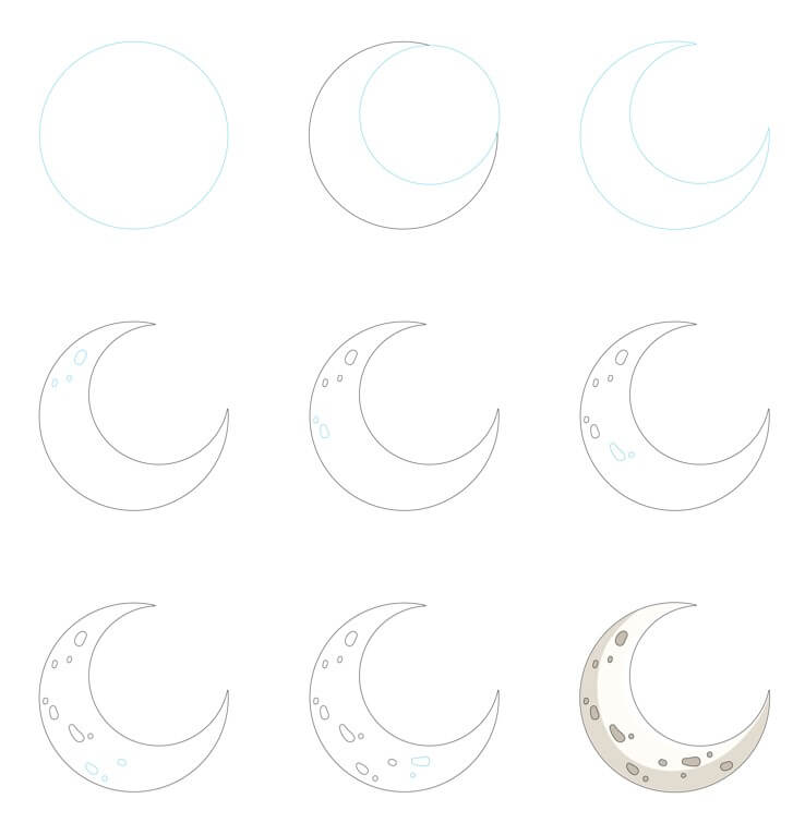 Desenhos de Lua crescente imprimível