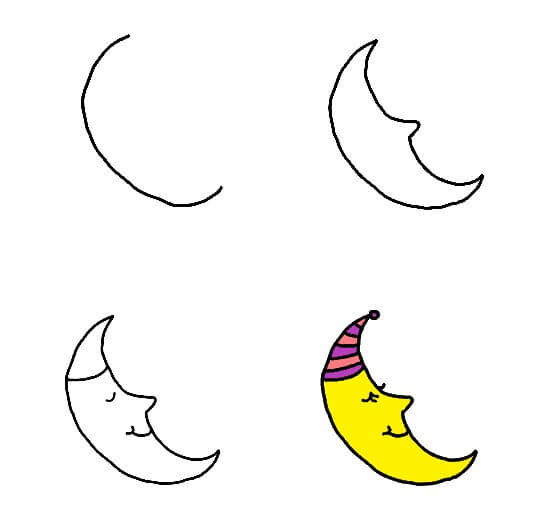 Desenhos de Lua crescente simples