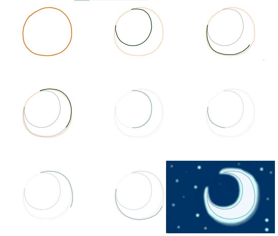 Desenhos de Luz da lua crescente