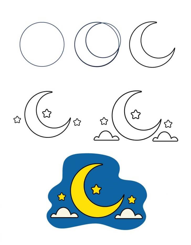 Desenhos de Noite de lua crescente