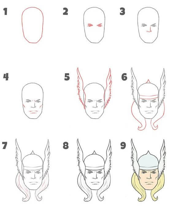 Desenhos de Rosto de Thor