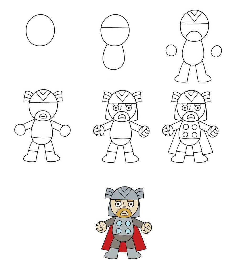 Desenhos de Thor de braços abertos