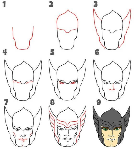 Desenhos de Thor sorrindo