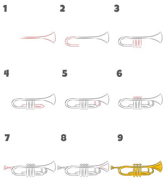 Desenhos de Trompete detalhado