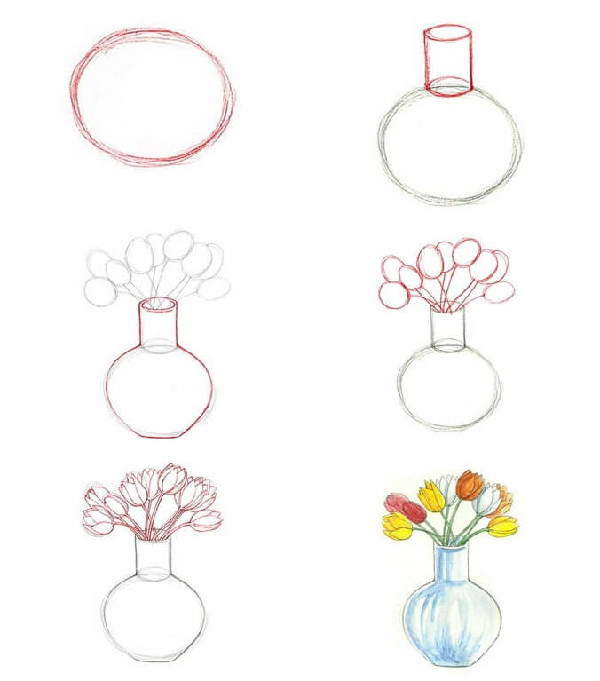 Desenhos de Arte em vaso de flores