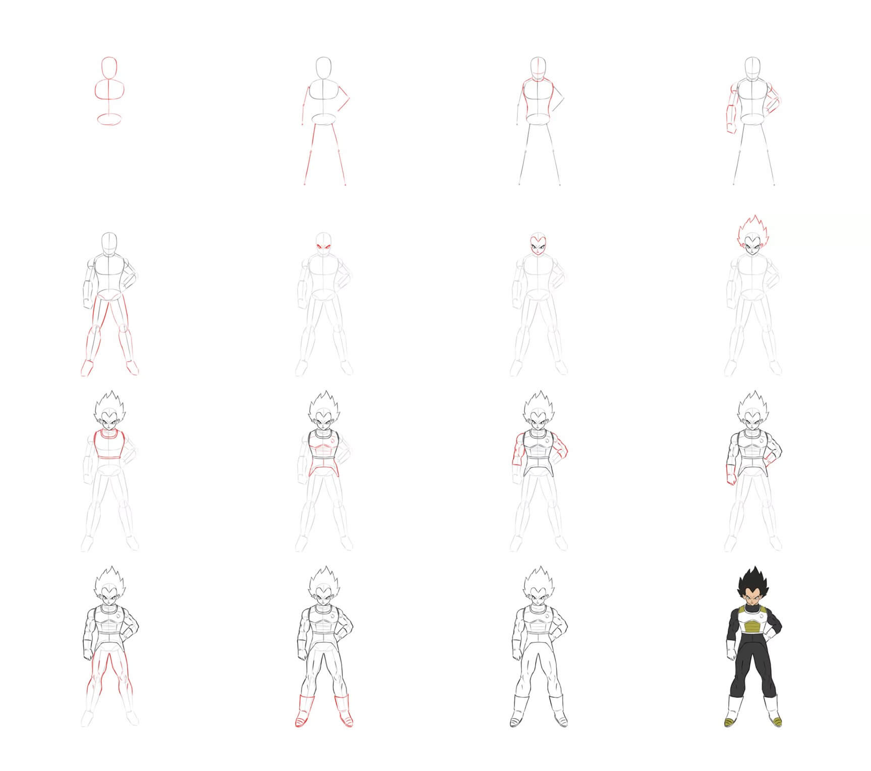 Desenhos de Detalhes do Vegeta