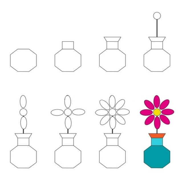 Desenhos de Geometria do vaso de flores