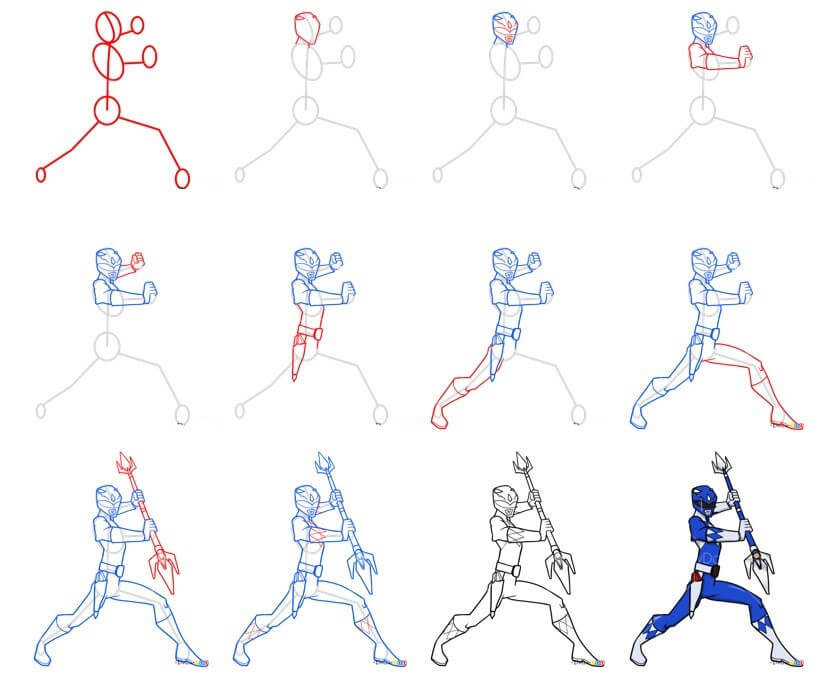 Desenhos de Power Ranger Azul