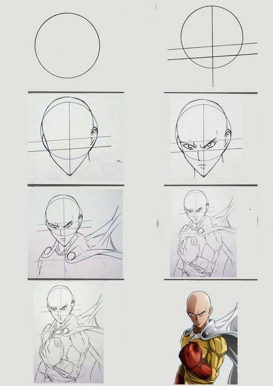 Desenhos de Saitama confiante