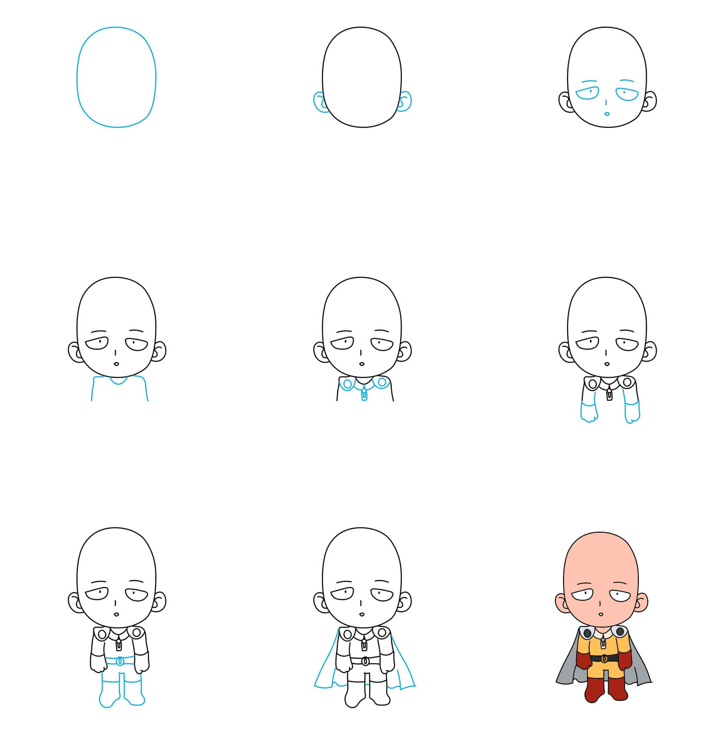 Desenhos de Saitama fica de pé